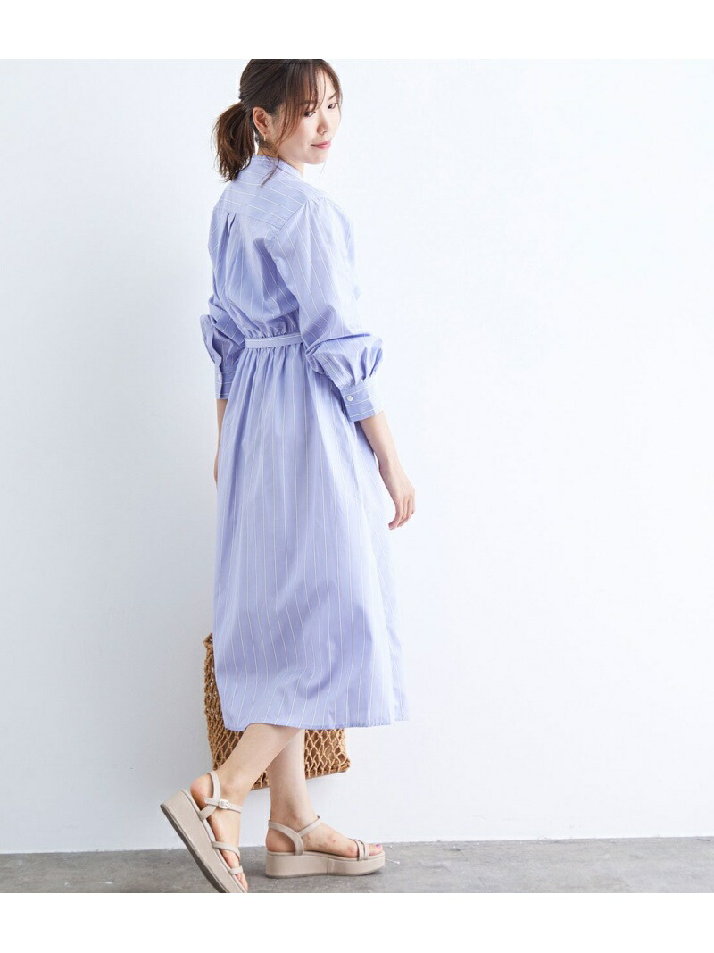 鎌倉シャツ Vis スタンドカラードロストワンピース Vis ビス ワンピース ワンピースその他 ベージュ ブルー 送料無料 Rakuten Fashion Csg Com Py