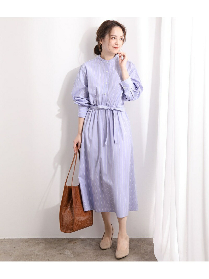 鎌倉シャツ Vis スタンドカラードロストワンピース Vis ビス ワンピース ワンピースその他 ベージュ ブルー 送料無料 Rakuten Fashion Csg Com Py