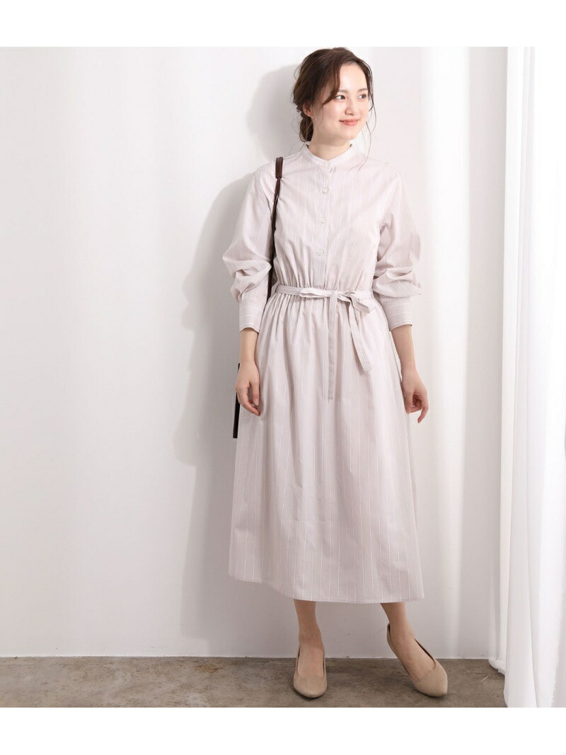 鎌倉シャツ Vis スタンドカラードロストワンピース Vis ビス ワンピース ワンピースその他 ベージュ ブルー 送料無料 Rakuten Fashion Csg Com Py