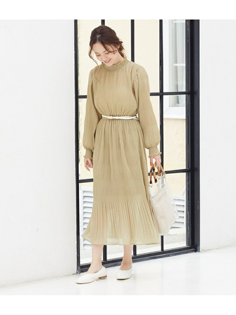 楽天市場 Rakuten Fashion Sale 61 Off プリーツシフォンスタンドワンピース Vis ビス ワンピース ワンピースその他 グリーン ブラック ベージュ Rba E Vis ビス