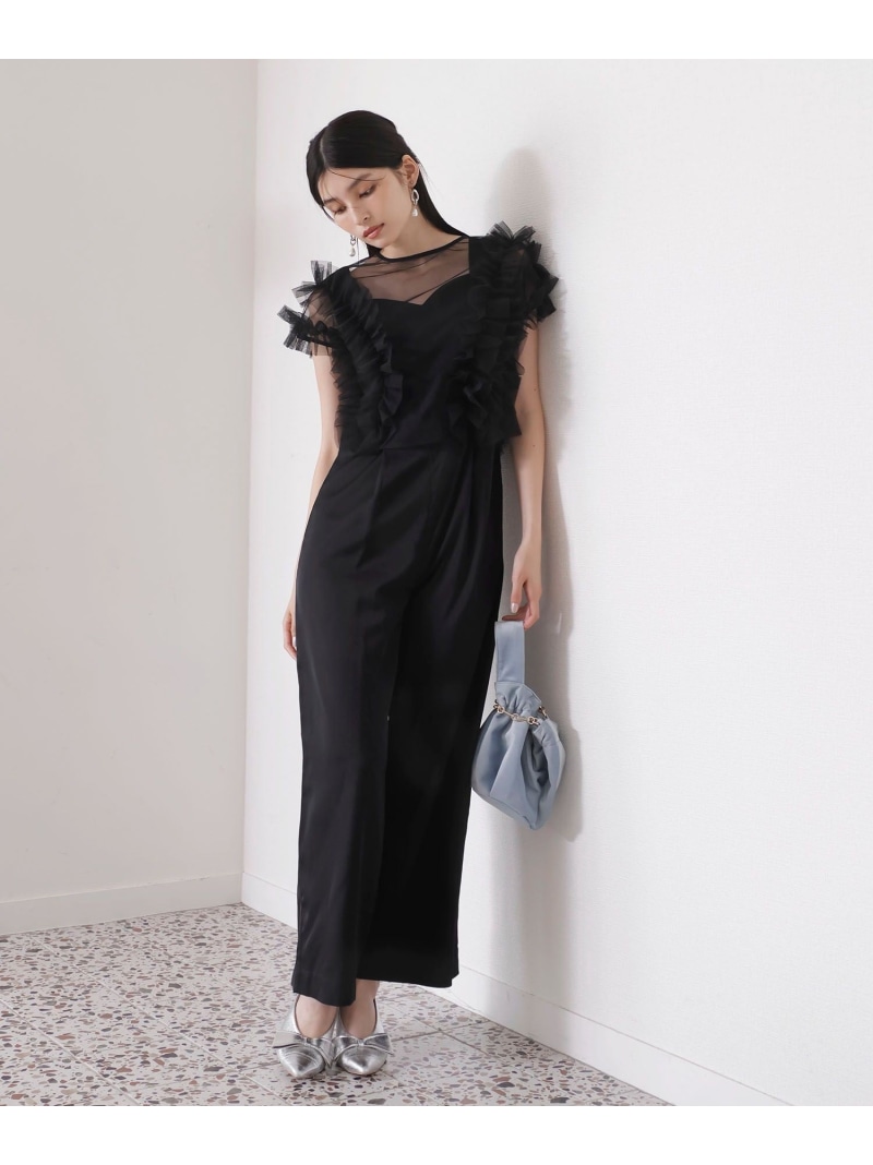 【SALE／30%OFF】【新色加えること】【VISDRESS】チュールフリルセットオールインワン【低身の丈向け大きさ有】 VIS 螺子釘 オールインワン・大層らしい櫂 オールインワン・繋ぎ 赤銅色 黒いこと【RBA_E】【貨物輸送無料】[ Fashion]