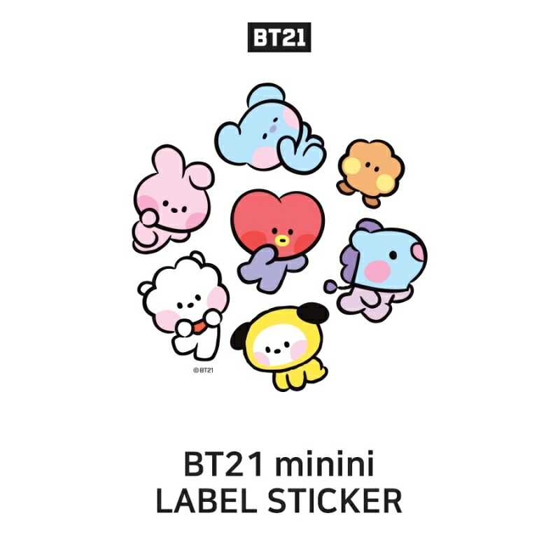 市場 送料無料 キャラクター Sticker ジミン Label ミニミ ラベル BT21 minini ステッカー BTS カラーラベル シール  インデックスシール かわいい CHIMMY