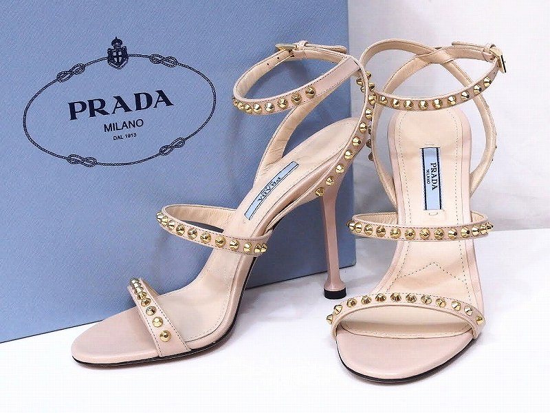 Prada プラダ ストラップサンダル スタッズ 37 Cipria プラダ 未応用物件 Pasadenasportsnow Com