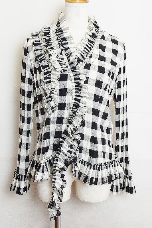 本店 NOKO OHNO ノコ オーノ デザインフリル チェック柄 ジャケット