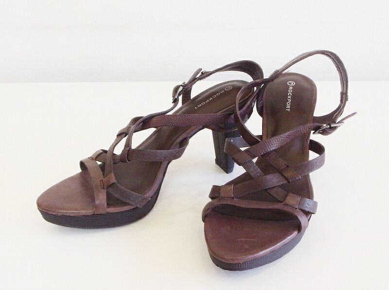 【中古】ROCKPORT ロックポート レザー　グラディエーター　サンダル 24 ダークブラウン ok4412193440