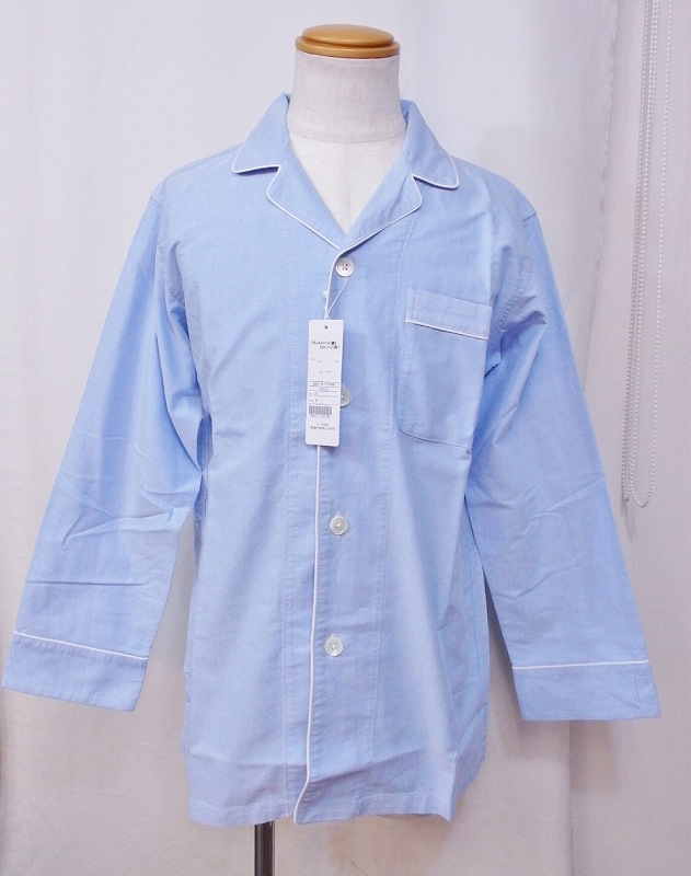 1963円 人気TOP 1963円 高い素材 Maker's Shirt 鎌倉シャツ パジャマ リラクシーモデル トップスのみ 巾着袋付 メンズ M ライトブルー系