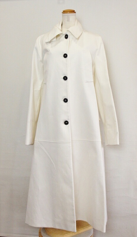 【中古】JIL SANDER NAVY ジルサンダーネイビー  綿織物 ロング ステンカラー厚地の外套  36 白いこと 航空マイル4422198128
