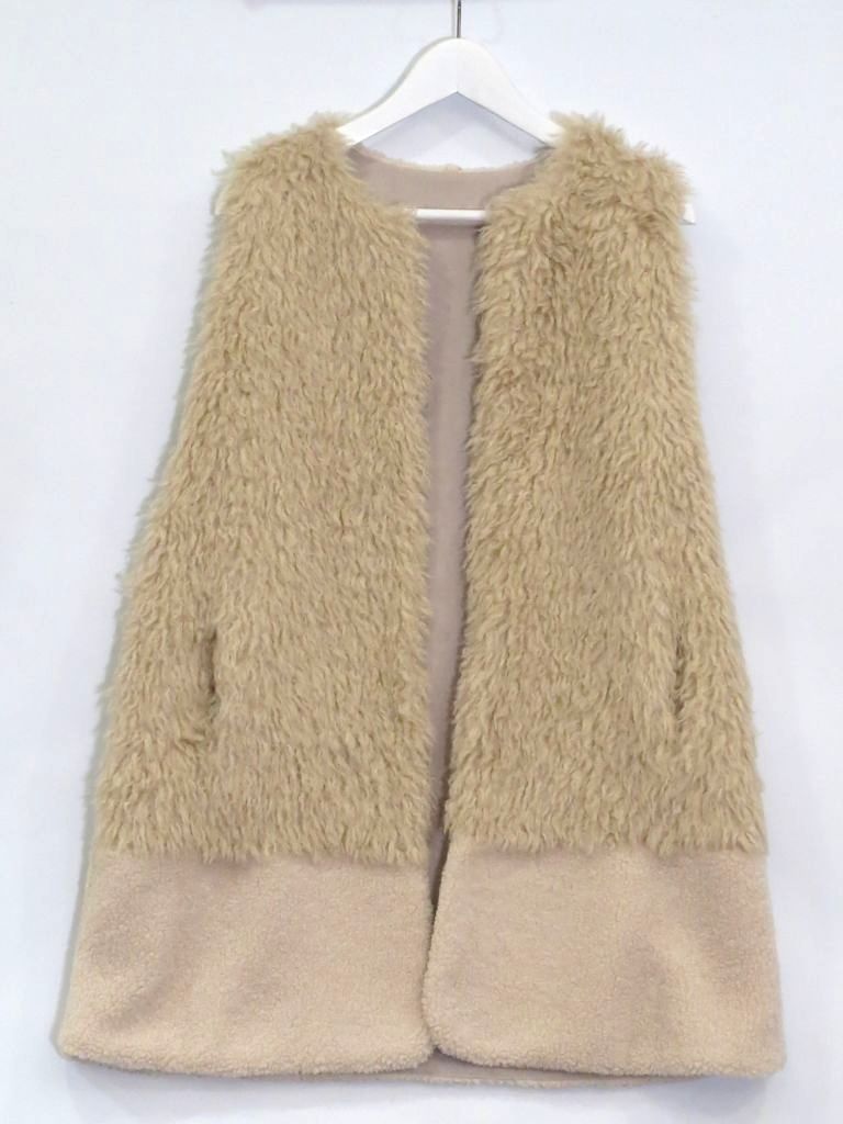 【中古】HOUSE OF LOTUS ハウス オブ ロータス 切替 フェイクファー ロングジレ ・M ベージュ ok5014224399|BRAND VISION ブランドビジョン