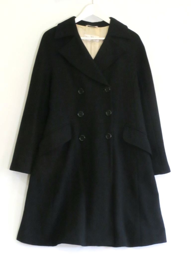 【中古】MAX MARA マックスマーラ PURE LANA VERGINE WOOL ダブルブレスト ロングコート ピュアウール ・38 ブラック kz5018226413|BRAND VISION ブランドビジョン
