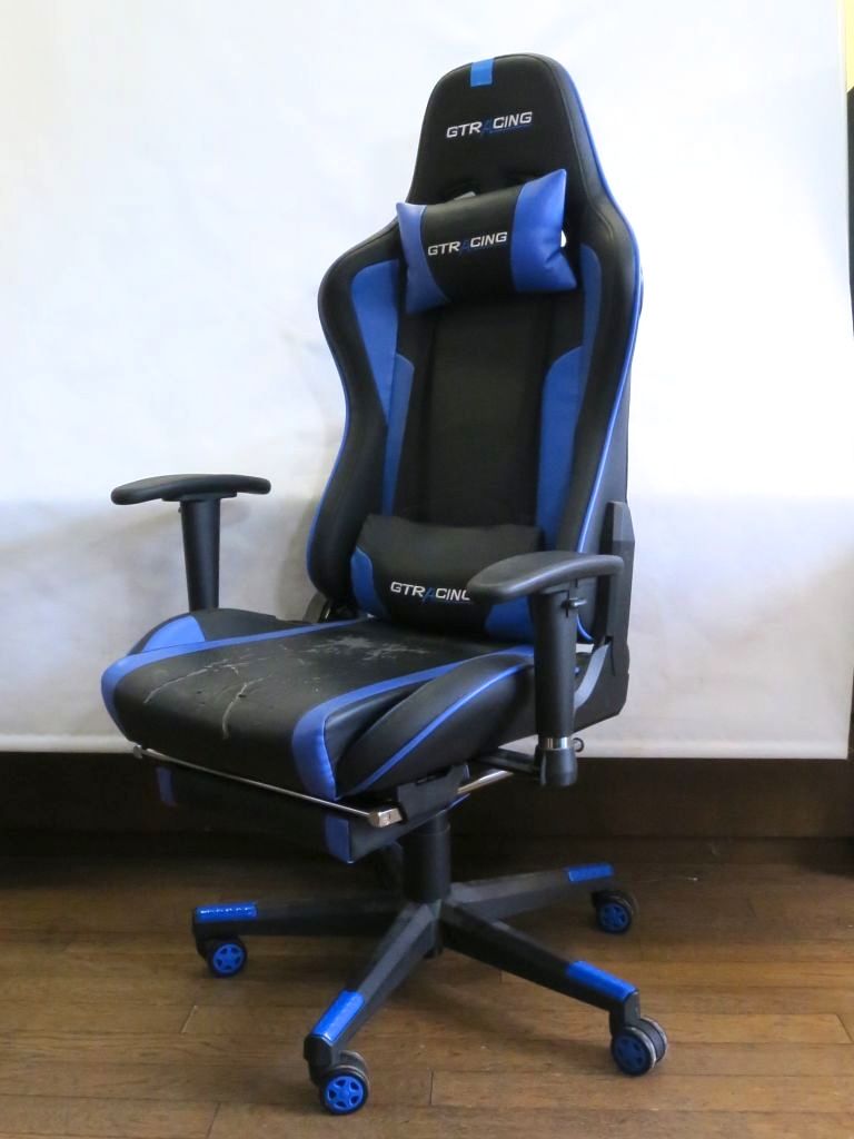 【中古】 GTRACING 【直接引き取り可】　ゲーミングチェア　スピーカー付　リクライニング　キャスター ブルー ok5022228045【個別送料】※直接引取OK｜BRAND VISION ブランドビジョン