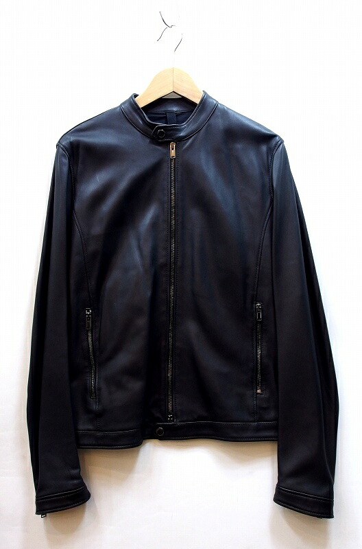 【中古】TAGLIATORE タリアトーレ ラムレザー 羊革 ジップアップ ジャケット メンズ TG46 ブラック kz5022228114｜BRAND VISION ブランドビジョン 42,300円