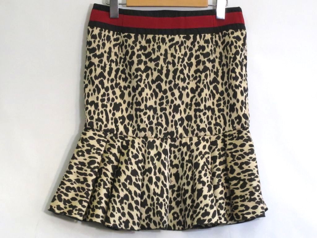 【中古】MONCLER モンクレール ヒョウ柄　マーメイドスカート　ポリエステル　ハンガリー製 ・40 ベージュ kz5024228636