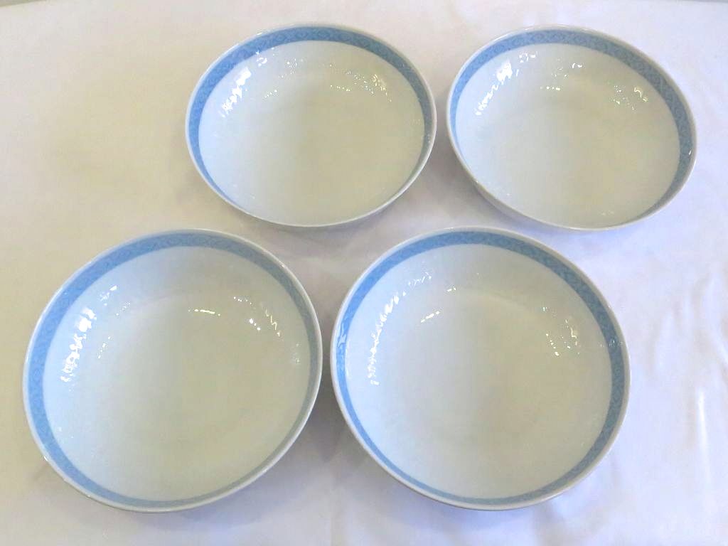 【中古】＜価値高い＞ ROYAL COPENHAGEN ロイヤル コペンハーゲン  青色気違い つづき物 どんぶり鉢 4枚仕掛ける 22.5糎 白いこと|青色 sy5022228388