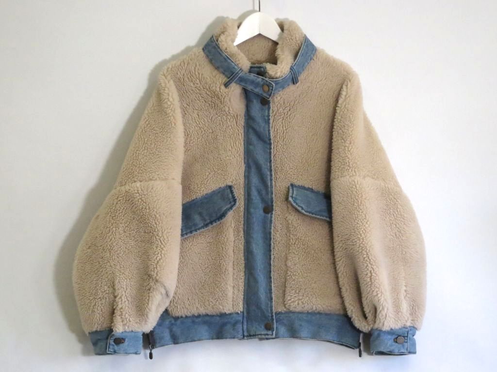 【中古】Cynical シニカル  ボア×ジーンズ 厚地の外套大きさ 上衣 照明ランプ色つや  ・02 152-94028 ベージュ|青み sy5022227718