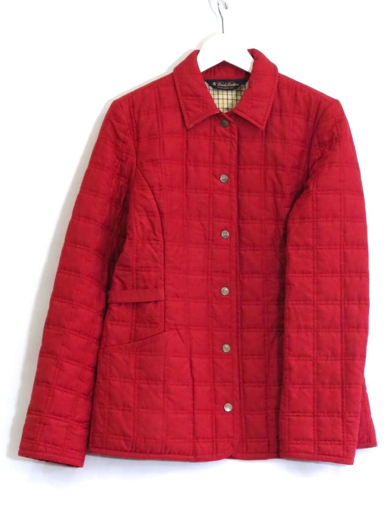 【中古】クリーニング済 Brooks Brothers ブルックスブラザーズ 中綿　キルティング コート ジャケット ウエストサイドベルト ・6 レッド sy5024228876