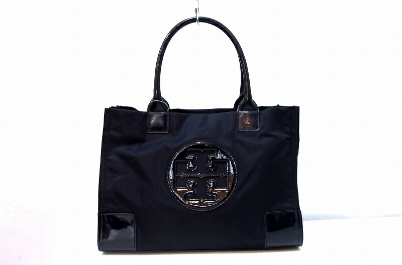【中古】TORY BURCH トリーバーチ  トートバッグ ナイロン エナメル ハンドバック 黒いこと kz5022227515