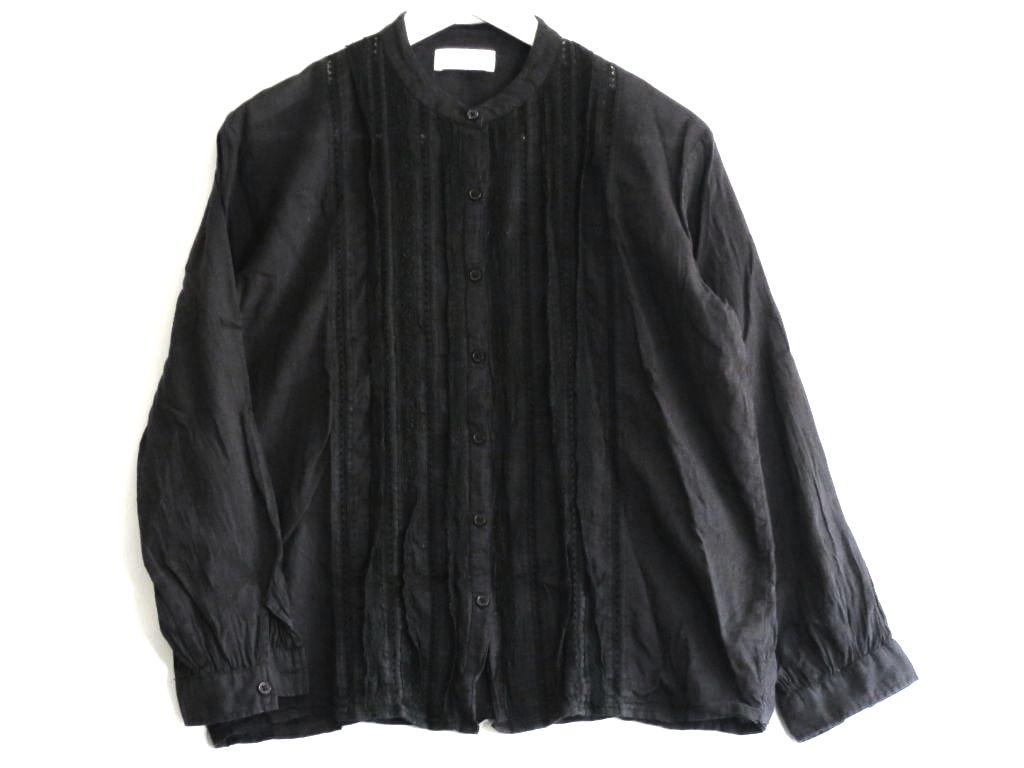 【中古】SOIL ソイル COTTON VOILE PINTUCK レース　ブラウス ・4 NSL21542 ブラック sy5204230143