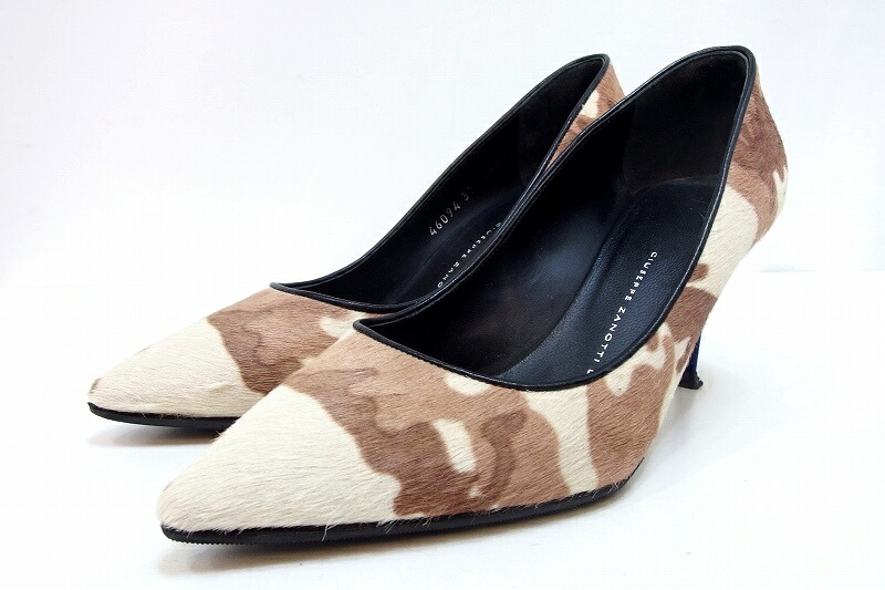 【中古】GIUSEPPE ZANOTTI ジュゼッペザノッティ  ハラコ 化けの皮柄 ポインテッドトゥ パンプス  37・23.5ｃｍ好いかげんに kz5204230331