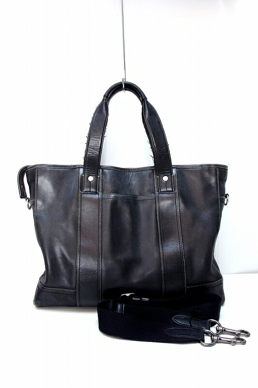 【中古】COACH コーチ オールレザー　2WAY　トートバッグ 70169 ブラック kz5202229694