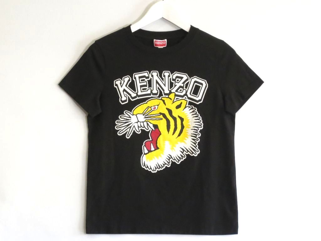 KENZO ケンゾー プリントロゴ　ウィメンズ半袖Tシャツ　コットン　*タグ付 ・S FD62TS0844 ブラック kz5204230577