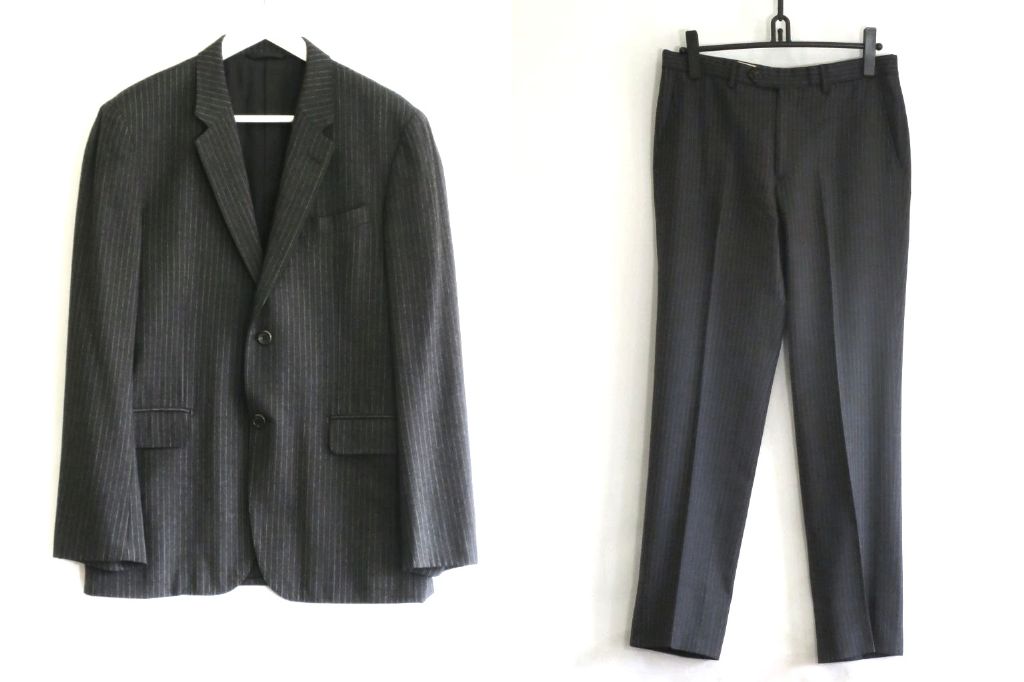 【中古】MARGARET HOWELL マーガレット ハウエル ?FOX BROTHERS　ウール　ストライプ　メンズスーツ メンズ ・ MHM0372 ダークグレー sy5204230184