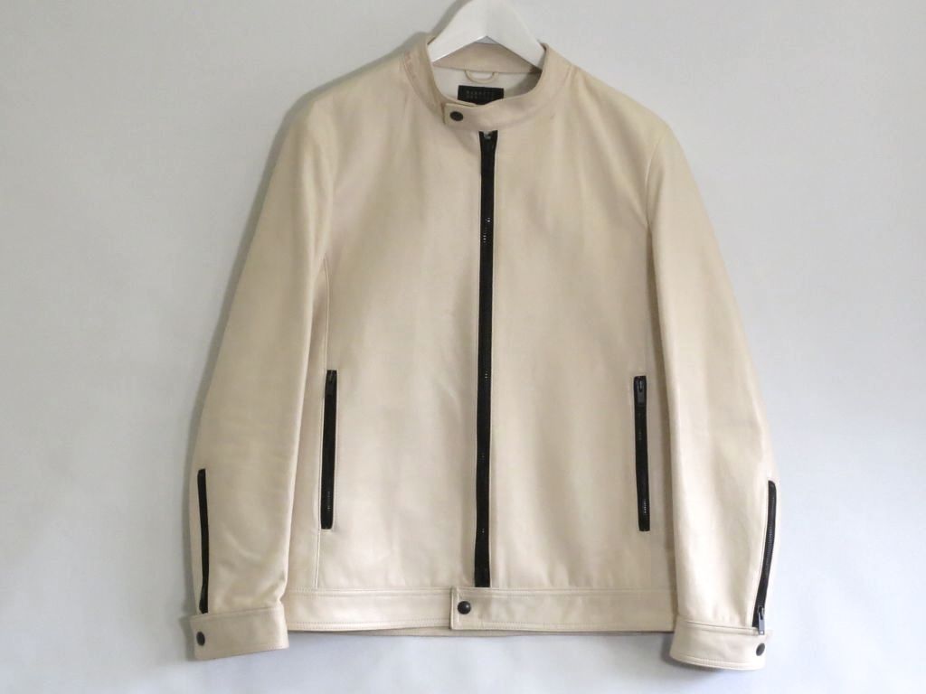 【中古】BARNEYS NEW YORK 赤ちょうちんニーズ ニューヨーク州  子ヒツジなめし革 ジップアップブルゾン 日本製 メンズ  ・46 kz5206231216