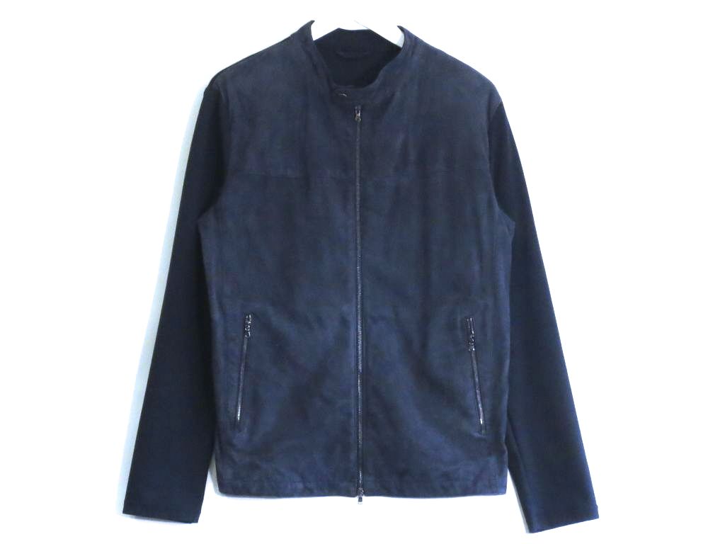 【中古】 GIMO&rsquo;S　ジモス GOAT SKIN切替ストレッチファブリック　ジップアップブルゾン メンズ ネイビー kz5206231219｜BRAND VISION ブランドビジョン