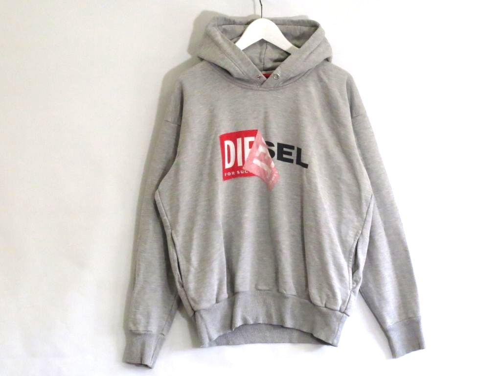 【中古】DIESEL ディーゼル  Wロゴタイプ 汗水 パーカー ティーシャツ 綿織物 メンズ  ・S 薄墨色 ok5206231309
