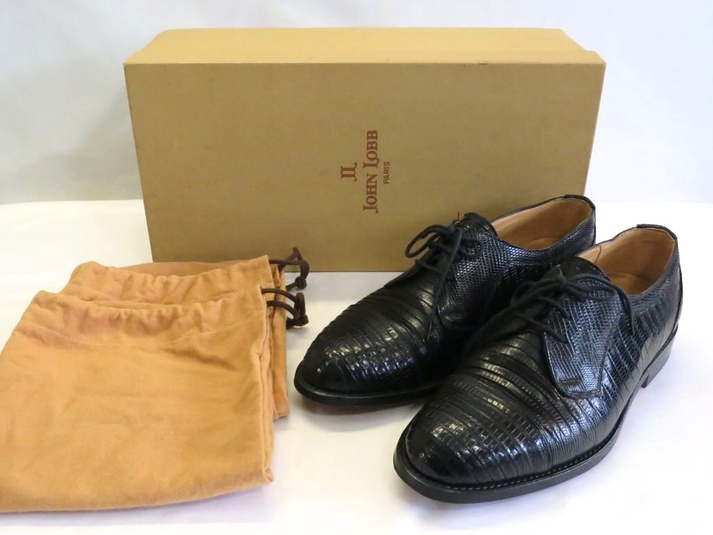【中古】レア VERA LUCERTOLA JOHN LOBB ジョン ロブで上げる  *Barneys NewYork別注 蜥蜴本革 シューズ メンズ 黒いこと kb5210232623