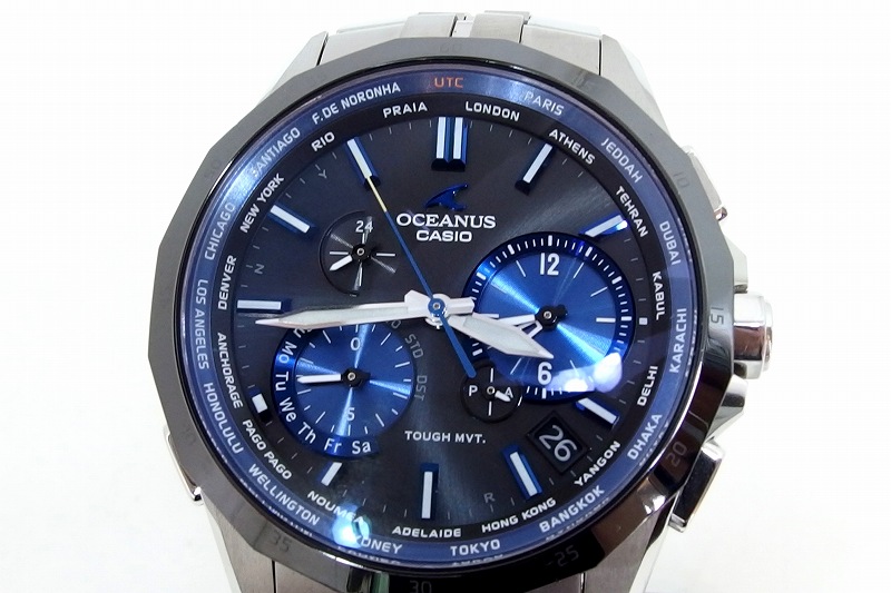 【中古】【ブラックマンタ】 CASIO カシオ  オシアナス OCEANUS BLACK MANTA 電磁波ソーラーウオッチ 黒文字盤 OCW-S2400E kz5210232480