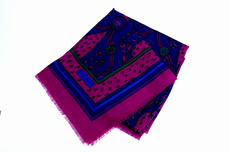 【中古】GIVENCHY ジバンシィ  大判肩かけ 135×135ｃｍ 羊毛×地絹 パープル kz5210232577