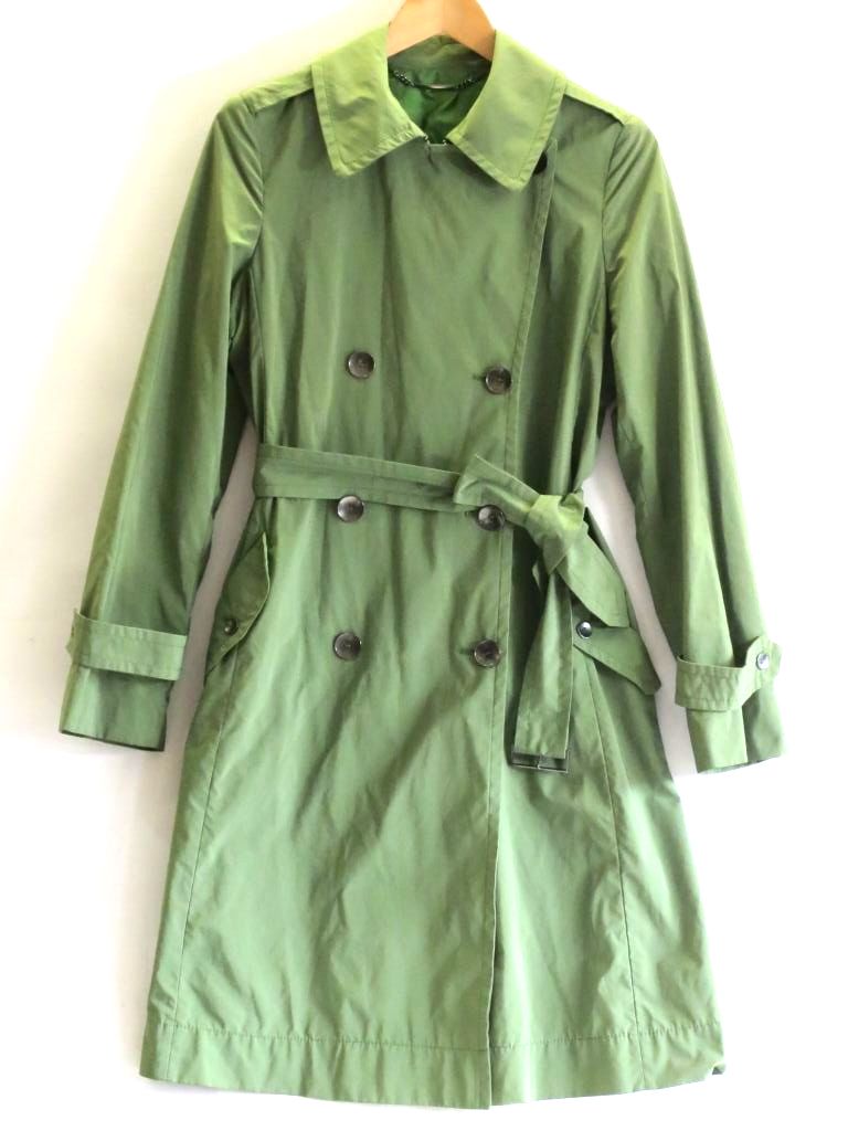 【中古】＜レアカラー＞ MAX MARA マックスマーラ  STUDIO トレンチ 薄っぺら軽さ厚地の外套 ポリエステル  36 うぐいす色 kz5208231713