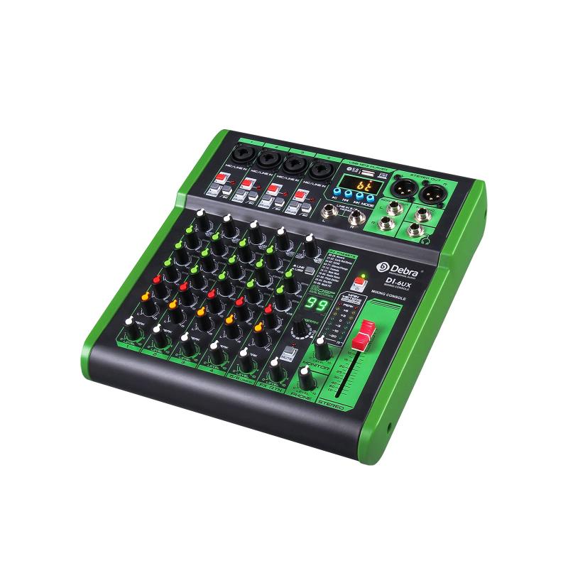 高音質 D Debra Audio DI-6UXミキサー オーディオインターフェース ポータブルレコーディングミキサーオーディオ（USB 99 DSPデジタルエフェクト付き）DJミキサーコンソール用カラオケレコーディ