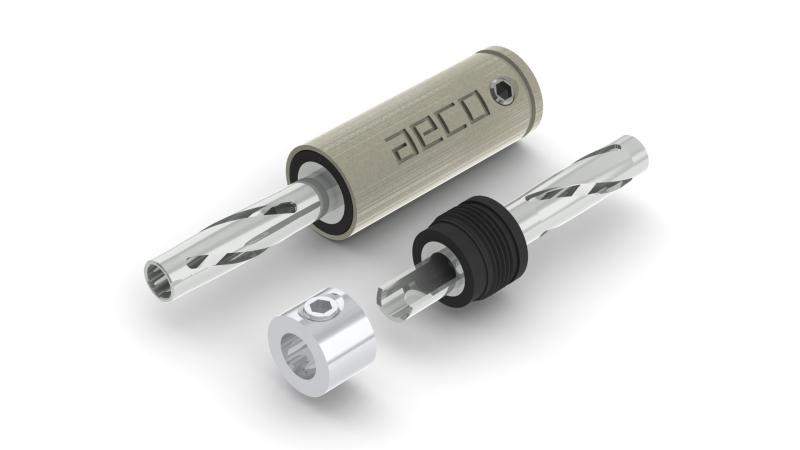 aeco Banana Plug ABP-1111R, 4pcs/1set, Rhodium Plating, Vacuum bag｜ビジョンストア