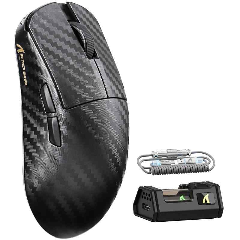 ATTACK SHARK R11Ultra カーボンファイバーマウス ゲーミングマウス W無線電話 超軽さ49g PAW3950MAX Nordic52840 8000サイクル 42000dpi 20KFPS 2.4G/Bluetooth/USB-C 申し受ける