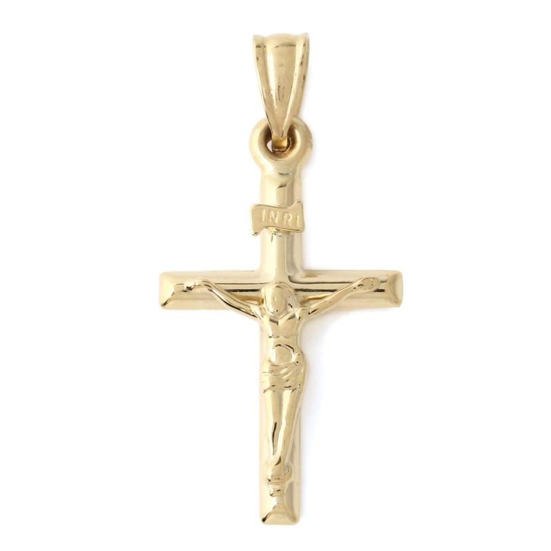 [ハッピーグッツショップ] K18 18金 クロス 十字架 キリスト ゴールド ペンダントトップ (小) 24.0mm× 15.3mm