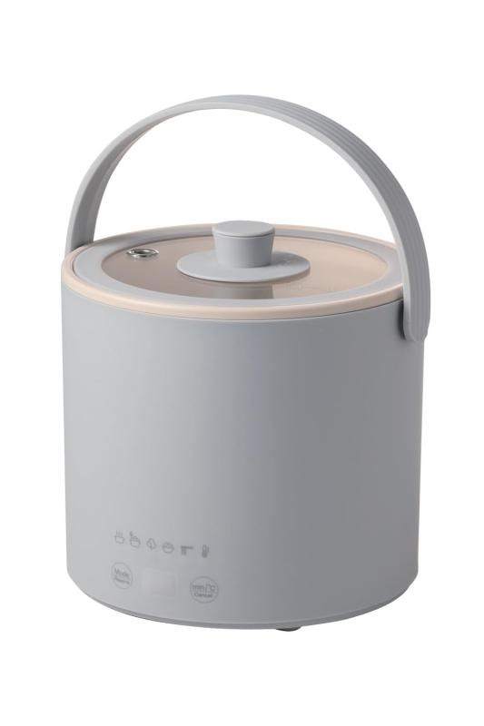 エレコム 保温調理鍋 コンパクト 800mL 【低温調理/蒸す/1合炊飯/煮る/煮込む/茹でる】 1台6役 タイマー機能 ガラス蓋付き 蒸し皿付き Hot a la Pot 卓上鍋 多機能調理なべ ケーブル長1.5m
