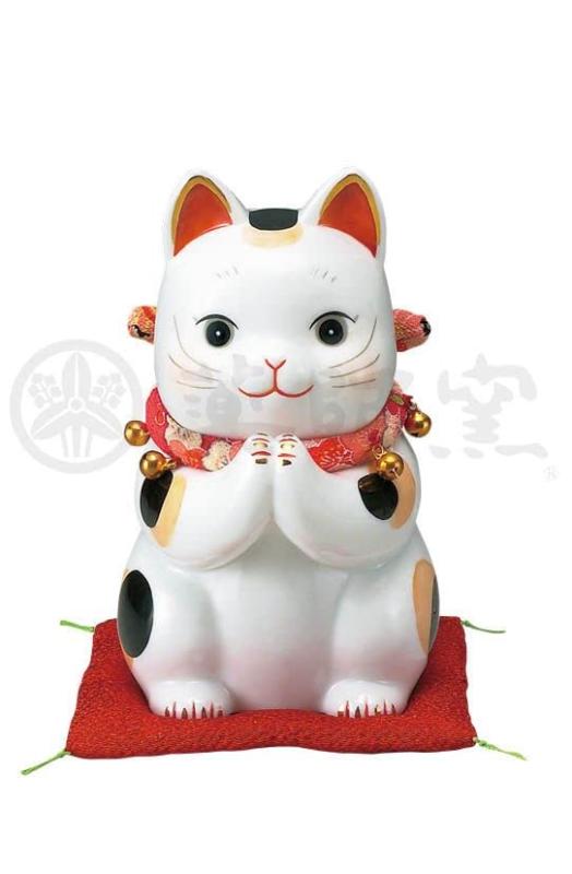 彩絵ふく福おねがい猫 薬師窯(yakushigama) 運気アップ 風水 置物 インテリア 猫 ねこ ネコ