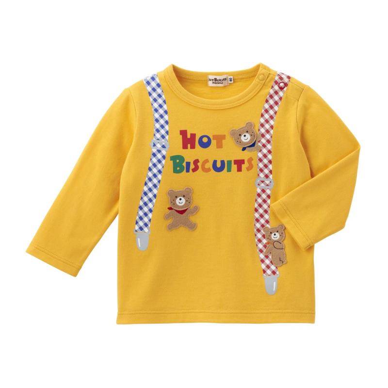[ミキハウス ホットビスケッツ] 長袖 Ｔシャツ 御坊っちゃん うしろ帯 もの言う花 赤ちゃん服 71-5201-686