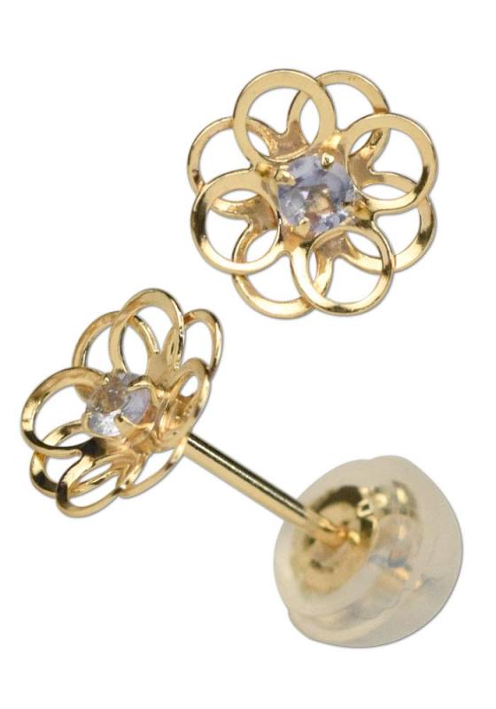 [四葉のクローバー] お花 タンザナイト ピアス 12月誕生石 10k K10 10金 ゴールド 華奢 かわいい レディース 女性 ：Ma739｜ビジョンストア 10,894円