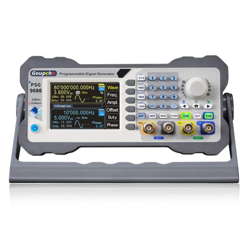 Cleqee 80Mhz 信号発生器 デュアルチャネル プログラマブル デジタル信号発生器 任意波発生器 信号源 周波数変調 振幅変調 DDS信号発生器 周波数計 高精度3.5インチTFTカラーLCD PSG9080 関数発生器 ｜ビジョンストア