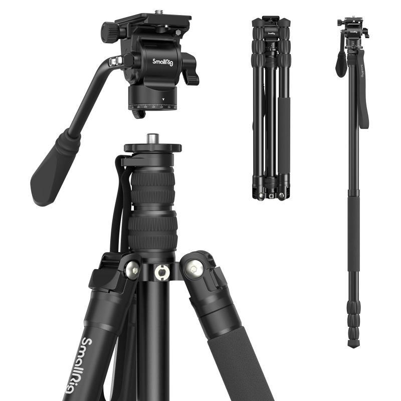 SmallRig 三脚 180cmコンパクト アルミ4段カメラ三脚 一脚可変式 荷重15kg