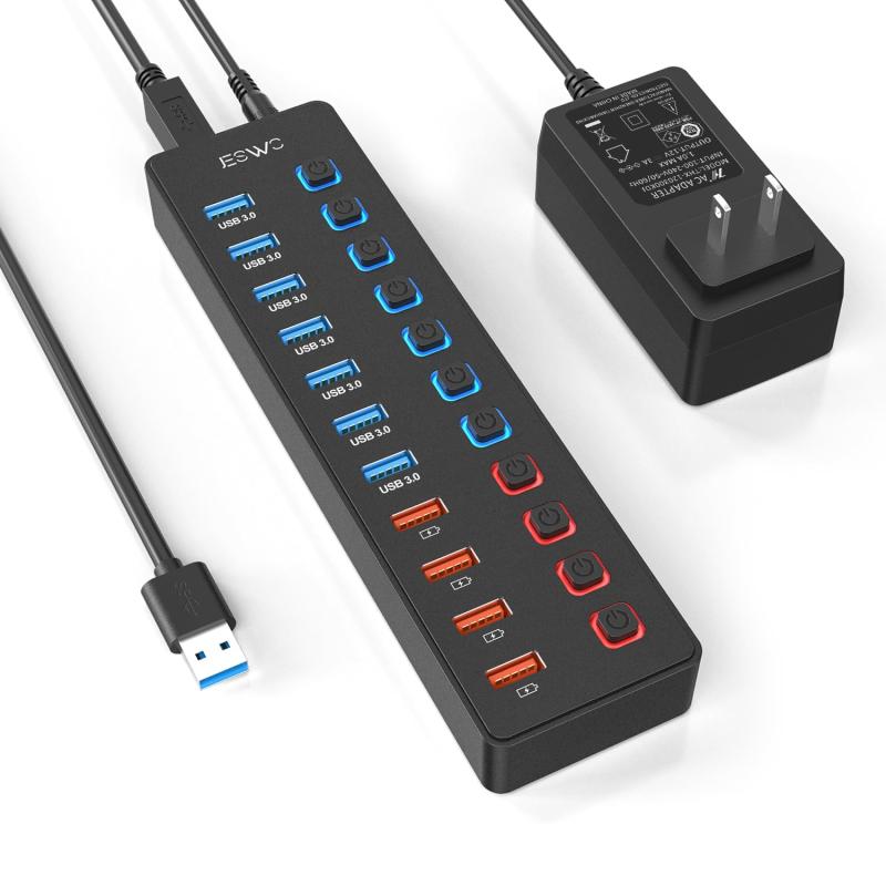 USBハブ JESWO USB3.0 ハブ 電源付き 11ポート
