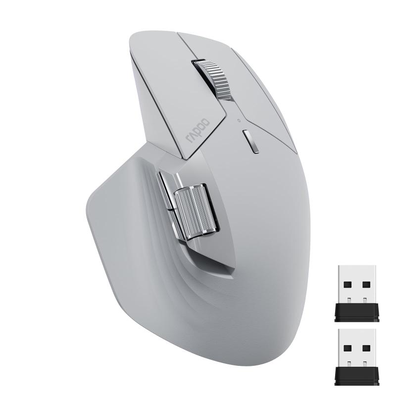 RAPOO MT760 マルチデバイス ワイヤレス マウス 無線 Bluetooth 5.0/2.4GHz 3つモード接続 90日間のバッテリー寿命 グレー