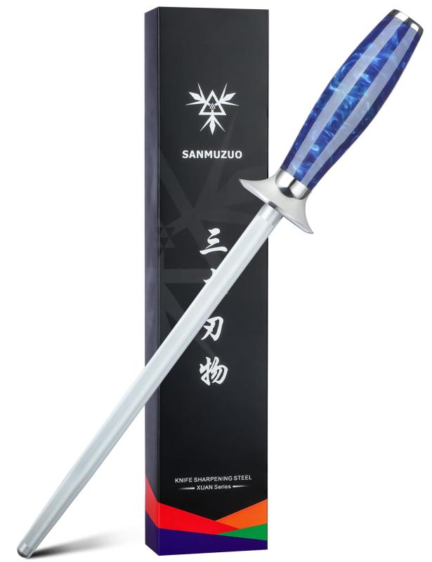 SANMUZUO ホーニングロッド、 包丁用シャープニングスチール、9インチ 樹脂ハンドル付きホーニングスチール - XUANシリーズ｜ビジョンストア