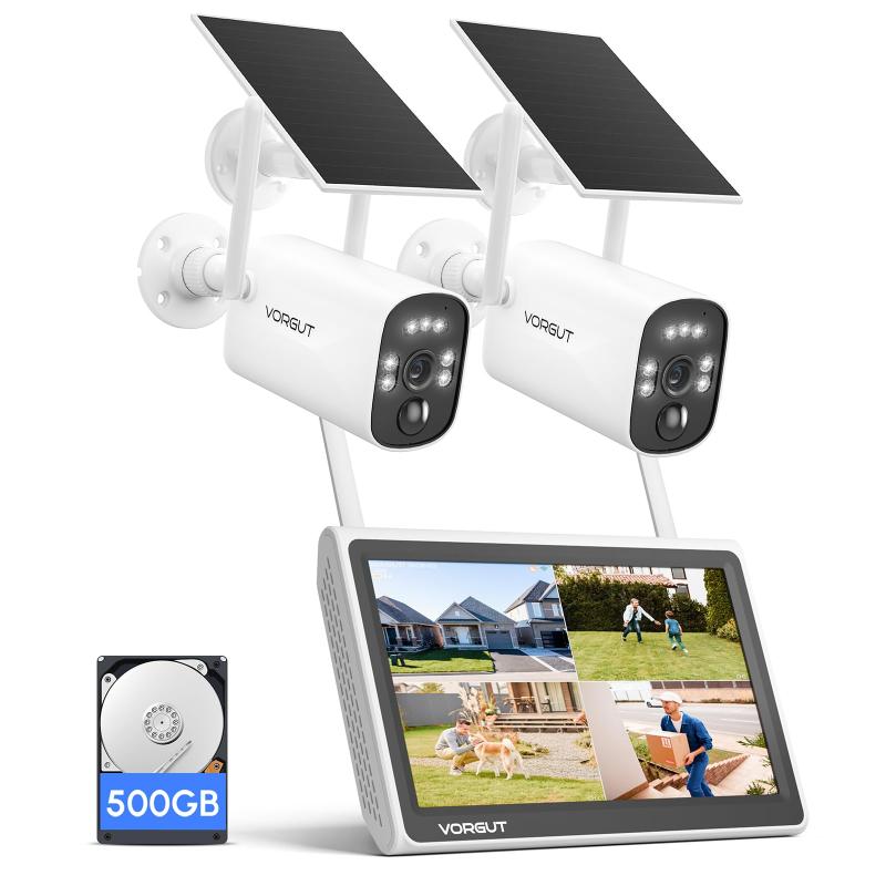VORGUT 防犯カメラ 屋外 ソーラー モニター付き 監視カメラ ワイヤレス ソーラー 電源不要 工事不要 400万画素|ビジョンストア