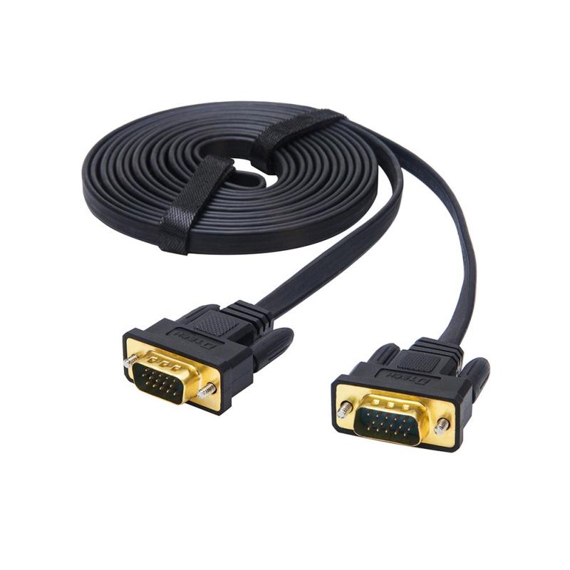 DTECH ディスプレーケーブル VGAケーブル D-Sub 15pin オス-D-Sub 15pin オス 超薄型フラットデザイン ブラック