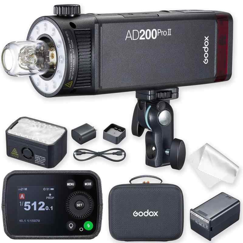 【Godox正規&日本語取扱説明書】Godox AD200Pro II TTLストロボ ポケットフラッシュ AD200PROII LEDモデリングランプ 200Wsの高出力 16の色グループライトとカラースクリーン 多機能交換ヘッド 1|ビジョンストア