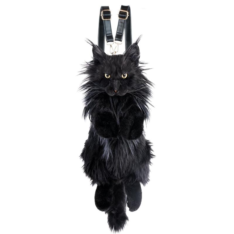 Chongker 猫 ぬいぐるみ ハンドメイド リアルな猫型リュック 猫のぬいぐるみペット好きな人へのプレゼント 女性へのプレゼント (黒メイン猫)|ビジョンストア