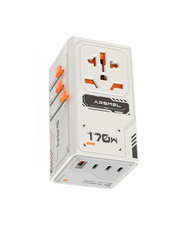 【GaN採用・170W高出力】海外旅行用変換プラグ&充電器|3つのUSB-C & 1つのUSB-A搭載(5A/28V)|世界各国対応(Type-C/A/G/I)|アメリカ・ヨーロッパ・韓国・台湾・タイ対応|ビジョンストア